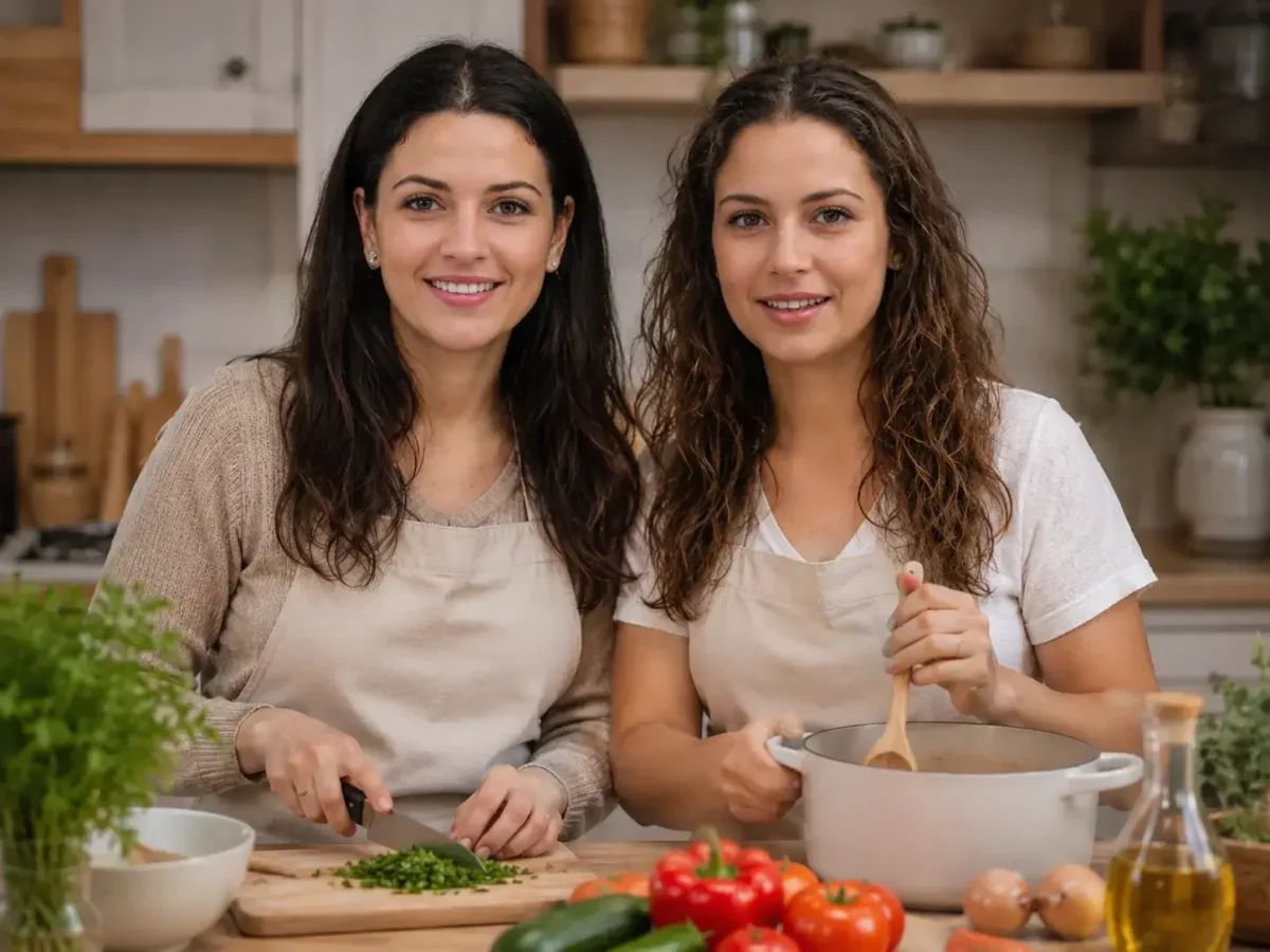 Emma and Ella Frost cooking together